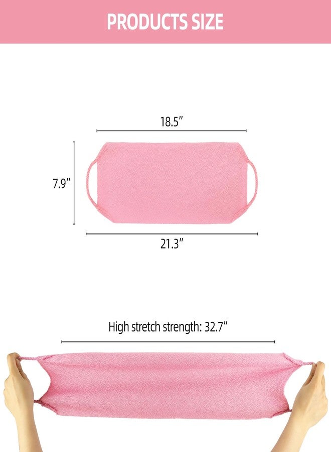 Tecbeauty 2Pcs Exfoliating Back Scrubber with Handles Body Scrubber Towel for Shower Nylon Back Exfoliator Washcloth Washer for Men Women (Pink) - Image 2