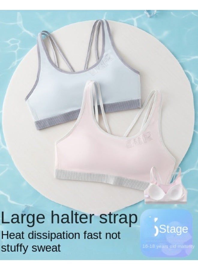 Top melon Cross-back Design, Breathable Mesh Cups】2-pack Seamless Bralette With Thin Straps For Teens - Image 4