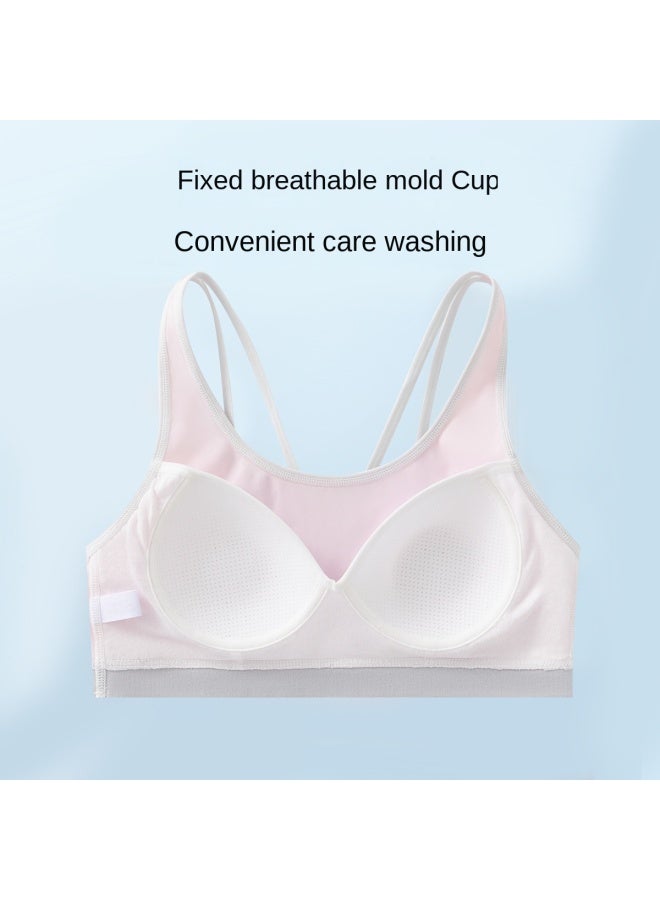 Top melon Cross-back Design, Breathable Mesh Cups】2-pack Seamless Bralette With Thin Straps For Teens - Image 3