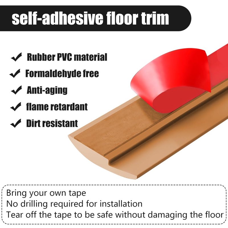 Panço Floor Transition Strip - Self Adhesive, PVC Carpet to Tile, Vinyl Flexible Flooring Threshold (Yellow Wood Grain, 5mm/10FT) - Image 4