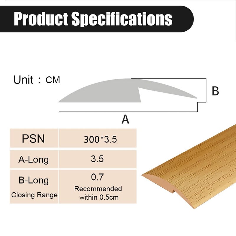 Panço Floor Transition Strip - Self Adhesive, PVC Carpet to Tile, Vinyl Flexible Flooring Threshold (Yellow Wood Grain, 5mm/10FT) - Image 3