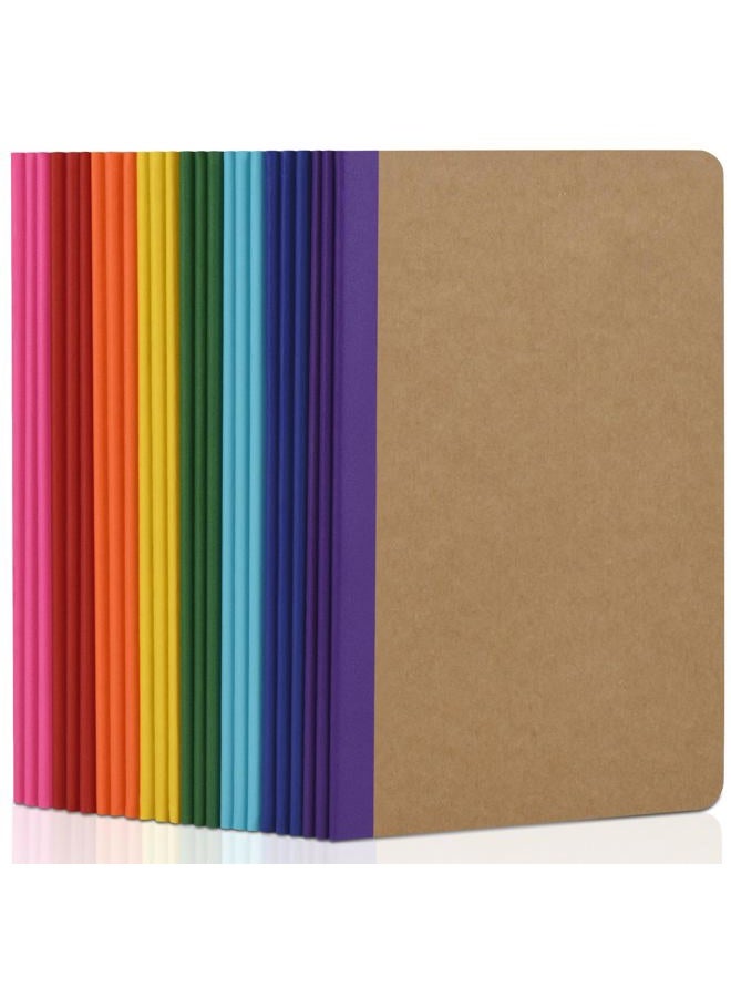 ZCZN Composition Notebooks Bulk, A5 Kraft Cover Lined Journals with Rainbow Spines for School, Business, Work and Daliy Use (24, 8 colors) - Image 1