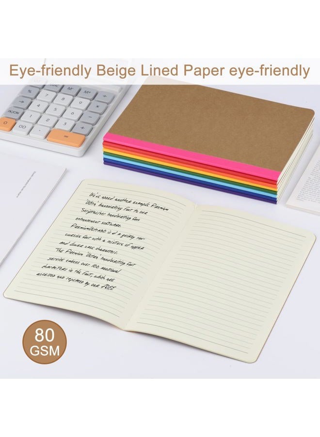 ZCZN Composition Notebooks Bulk, A5 Kraft Cover Lined Journals with Rainbow Spines for School, Business, Work and Daliy Use (24, 8 colors) - Image 5