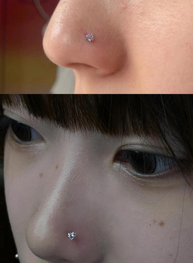 Cisyozi 18G F136 Titanium Flat Back Nose Ring Stud Piercing Jewelry Hypoallergenic Flatback Screw on in Nose Stud Ring Short Bar Straight Medical Implant Surgical Steel Nose Piercin Jewelry Women Men - Image 5