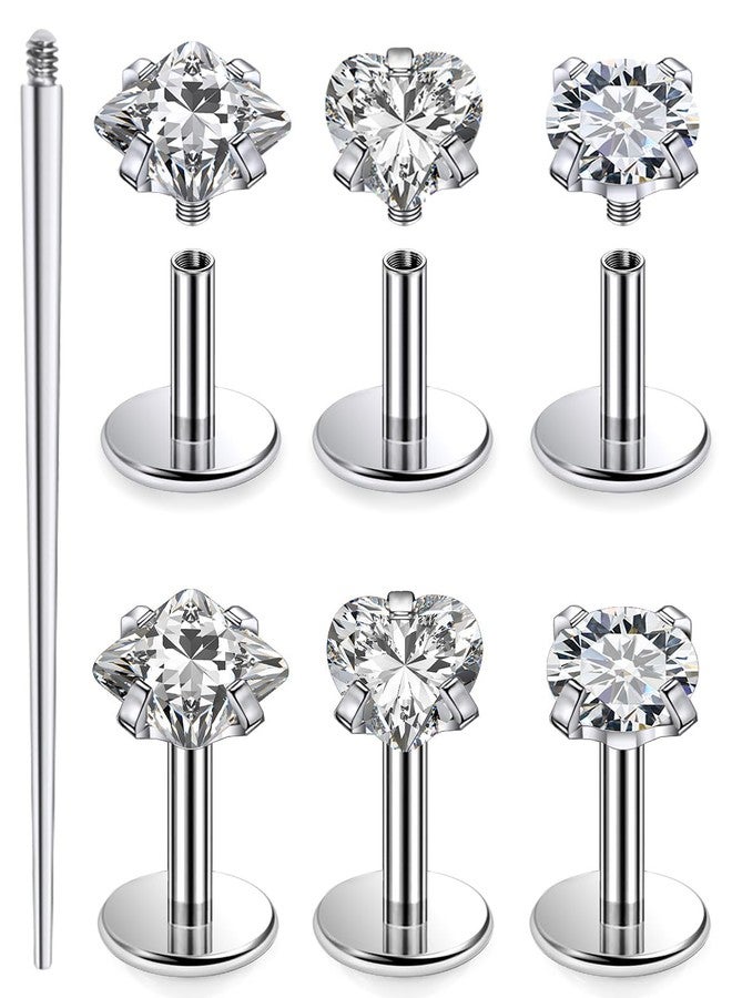 Cisyozi 18G F136 Titanium Flat Back Nose Ring Stud Piercing Jewelry Hypoallergenic Flatback Screw on in Nose Stud Ring Short Bar Straight Medical Implant Surgical Steel Nose Piercin Jewelry Women Men - Image 1