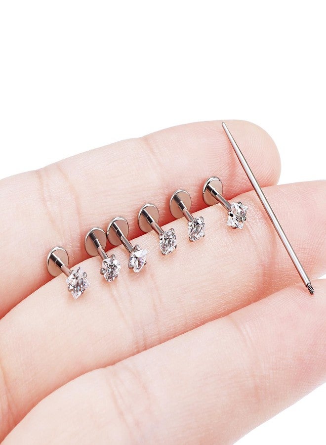 Cisyozi 18G F136 Titanium Flat Back Nose Ring Stud Piercing Jewelry Hypoallergenic Flatback Screw on in Nose Stud Ring Short Bar Straight Medical Implant Surgical Steel Nose Piercin Jewelry Women Men - Image 2