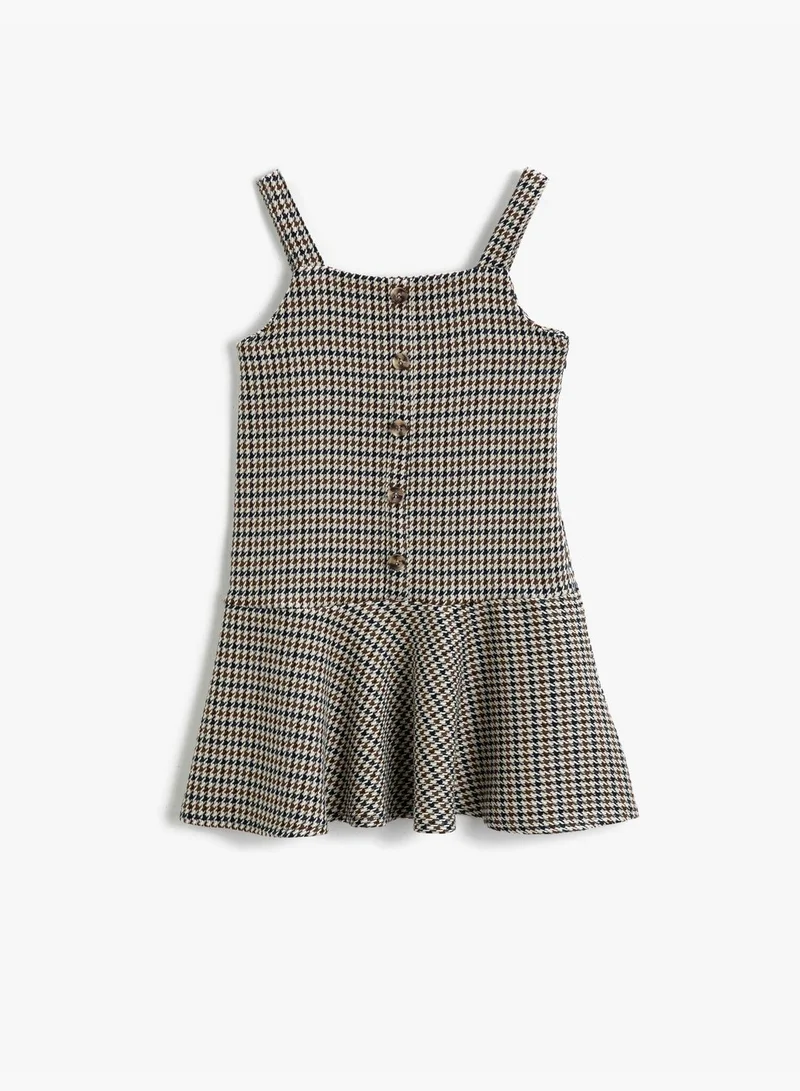 كوتون فستان قصير بطبعة Houndstooth