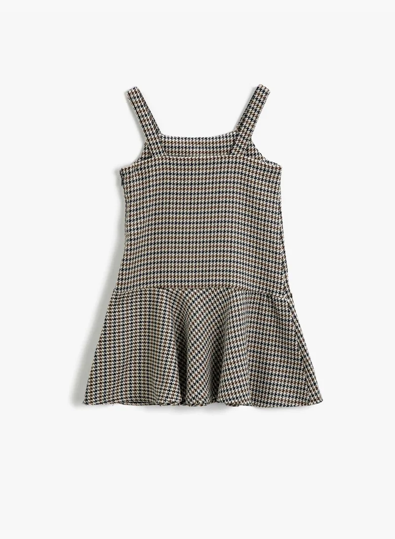 كوتون فستان قصير بطبعة Houndstooth
