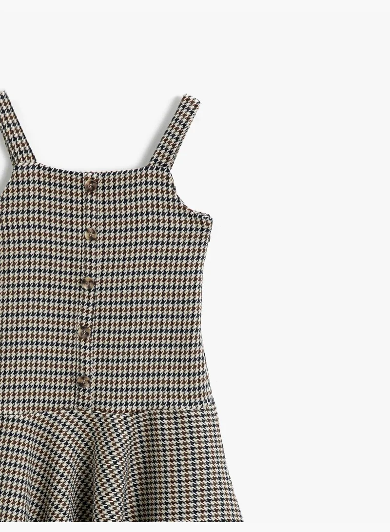 كوتون فستان قصير بطبعة Houndstooth