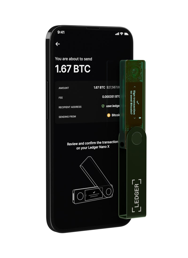 Ledger Nano X Hardware Wallet | Safest Crypto & NFT Cold Storage, Big Screen + Wireless Bluetooth & Type-C Connectivity, 5000+ Coins Supported, for iOS & Android, MacOS & Windows - Emerald Green  - Image 3