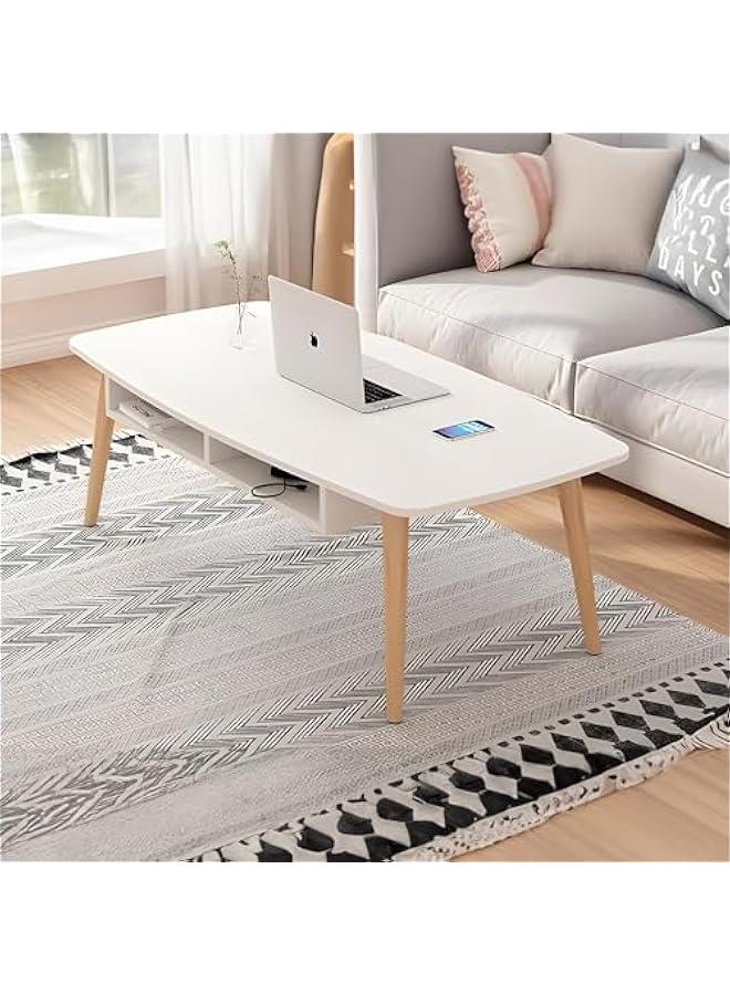 Modern Coffee Table for Living Room, Solid Wood Coffee Table with Drawer, Simple Modern End Table Tea Table for Home Office Small Apartment