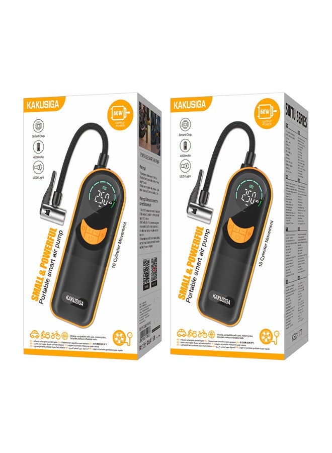 KAKUSIGA KSC-1177 Smart Portable Air Pump with Digital Pressure Display & LED Light | Rechargeable Wireless Tyre Inflator for Car, Bike, Motorcycle & Ball - Image 1
