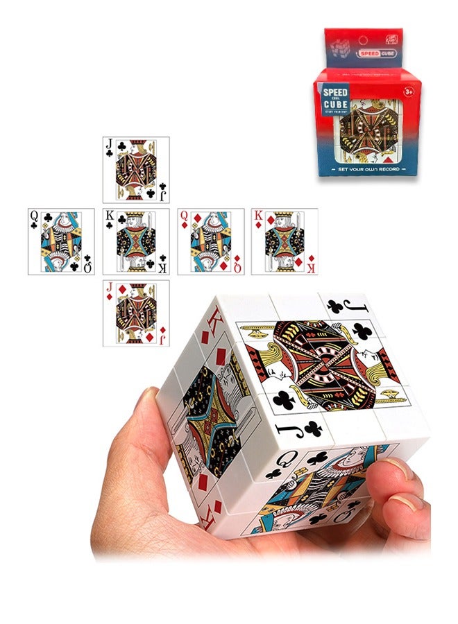 A standard 3x3 magic cube with playing card faces, Quick-Solving Rubik's Cube Educational Toy Sensory Toy Adult Children 8 9+ Boys Birthday Gift. - Image 1