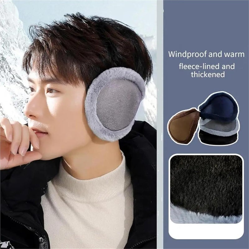 Winter Warm Fur Earmuffs For Men Women Velvet Ear Muffs Thicken Warmer Ear Cover Outdoor Cycling Ski Plush Ear Protection Cover(Gray) - Image 3
