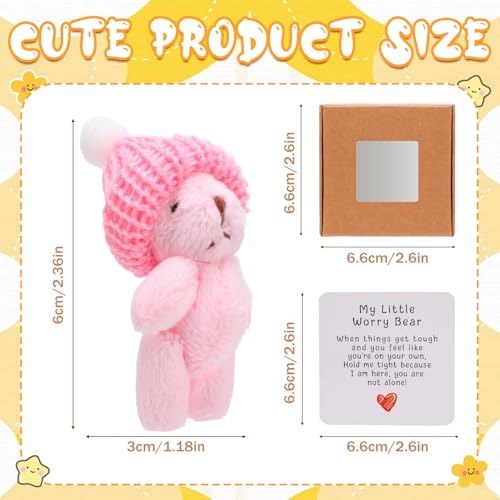 Guiqulai 5pcs Handmade Mini Plush Teddy Bear in a Box My Little Worry Bears with Emotional Uplifting Support Card Tiny Stuffed Animal Gift for Friends Coworkers - Image 5