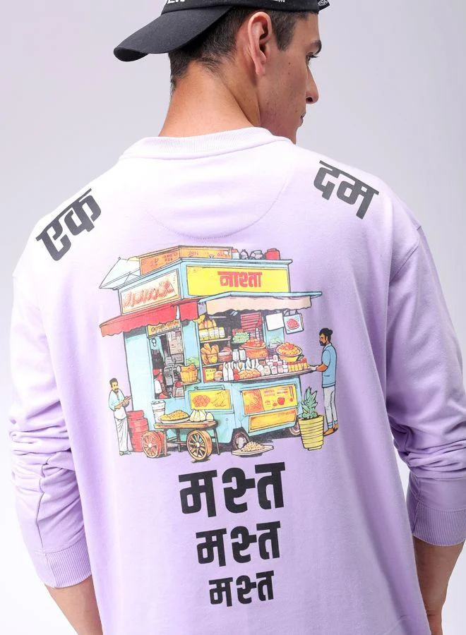 The Indian Garage Co Men Relaxed Fit Placement Print Crew Neck Overhead Sweatshirt