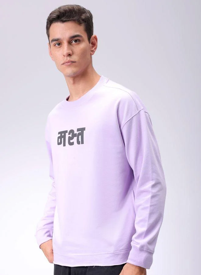 The Indian Garage Co Men Relaxed Fit Placement Print Crew Neck Overhead Sweatshirt