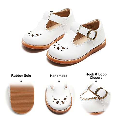 Felix & Flora Toddler Little Girl White Mary Jane Dress Shoes - Ballet Flats for Easter Flower Girl Party School Shoes(White,6Toddler) - Image 5
