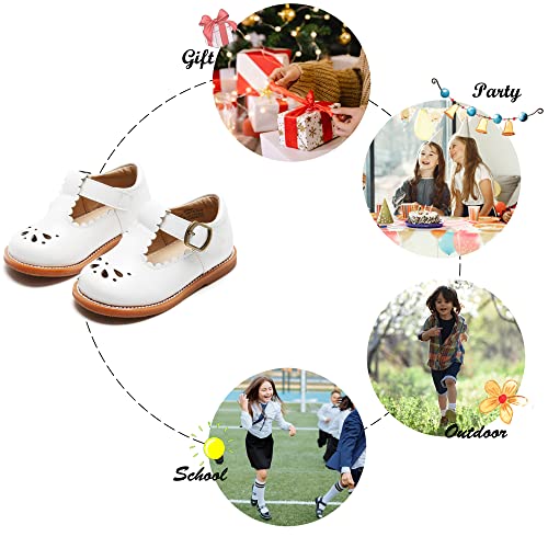 Felix & Flora Toddler Little Girl White Mary Jane Dress Shoes - Ballet Flats for Easter Flower Girl Party School Shoes(White,6Toddler) - Image 4