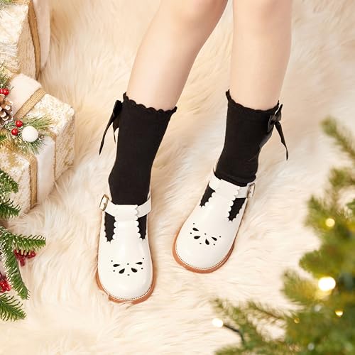 Felix & Flora Toddler Little Girl White Mary Jane Dress Shoes - Ballet Flats for Easter Flower Girl Party School Shoes(White,6Toddler) - Image 2