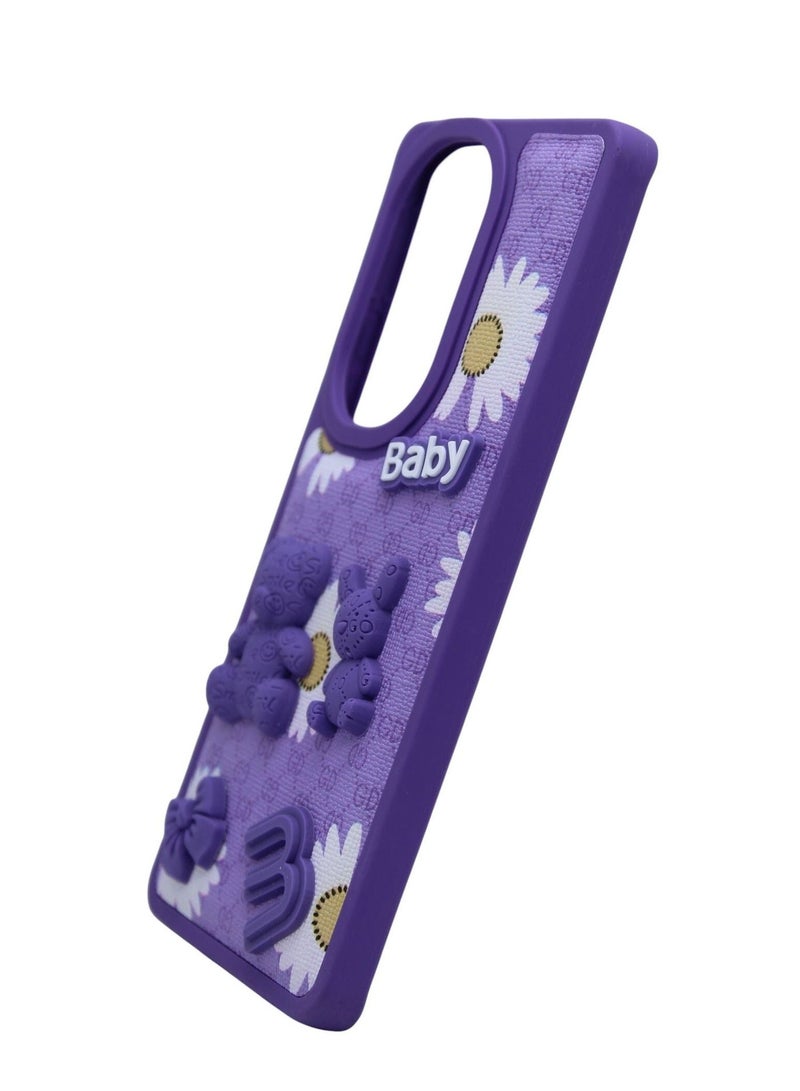 كافر خلفي بلاستيك كيوت ديزاين لهاتف أوبو رينو 11 برو من C.F.S - بنفسجي - Image 1