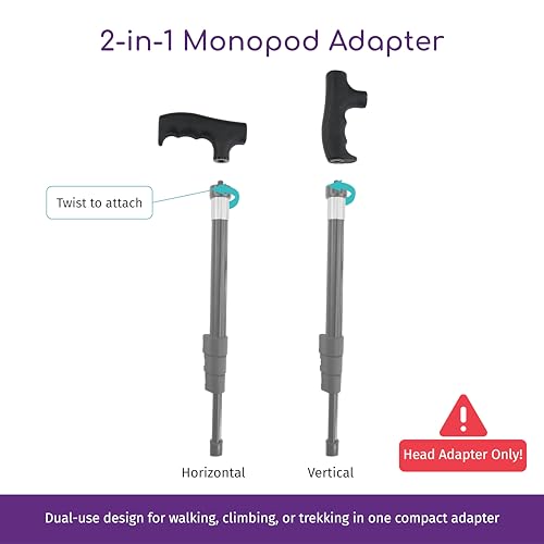 CamDesign Monopod Handle Adapter Walking Stick Cane Monopod Head Attachment Converter Trekking Pole Handle Grip for Hiking Climbing Photography - Image 4