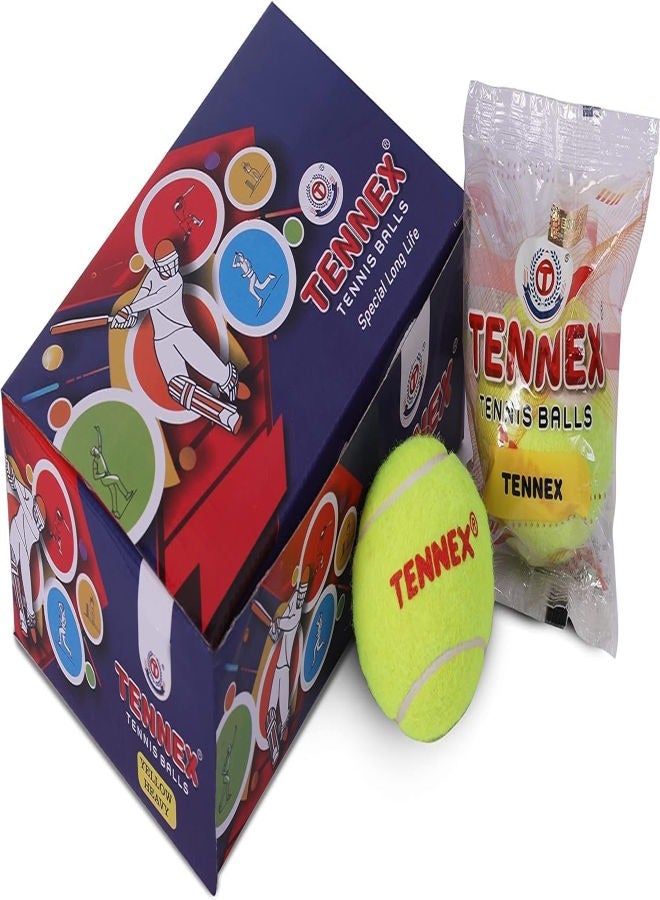 تينيكس كرة تنس الكريكيت من اللباد باللون الأصفر الصلب للكريكيت فوق الذراع | التنس الثقيل | كرة ذات حجم قياسي لبطولات وتمارين الكريكيت (عبوة من 12 كرة) - Image 3