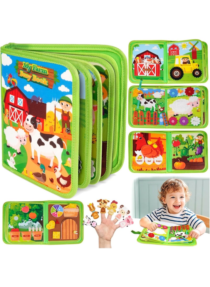 DMG TECH Baby Toys Busy Book for 1 2 3 Year Olds, 20 in 1 Toddlers Montessori Farm Busy Books Travel Toys, Sensory Activity Book Busy Board Educational Toy, Boys Girls Birthday Gift - Image 1