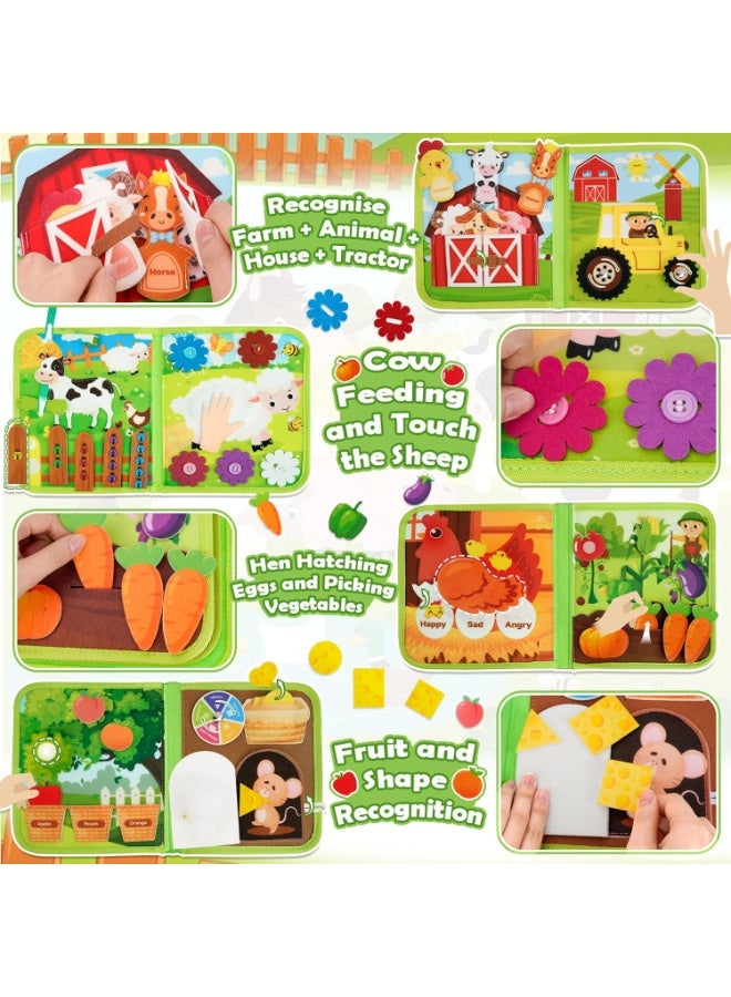 DMG TECH Baby Toys Busy Book for 1 2 3 Year Olds, 20 in 1 Toddlers Montessori Farm Busy Books Travel Toys, Sensory Activity Book Busy Board Educational Toy, Boys Girls Birthday Gift - Image 3