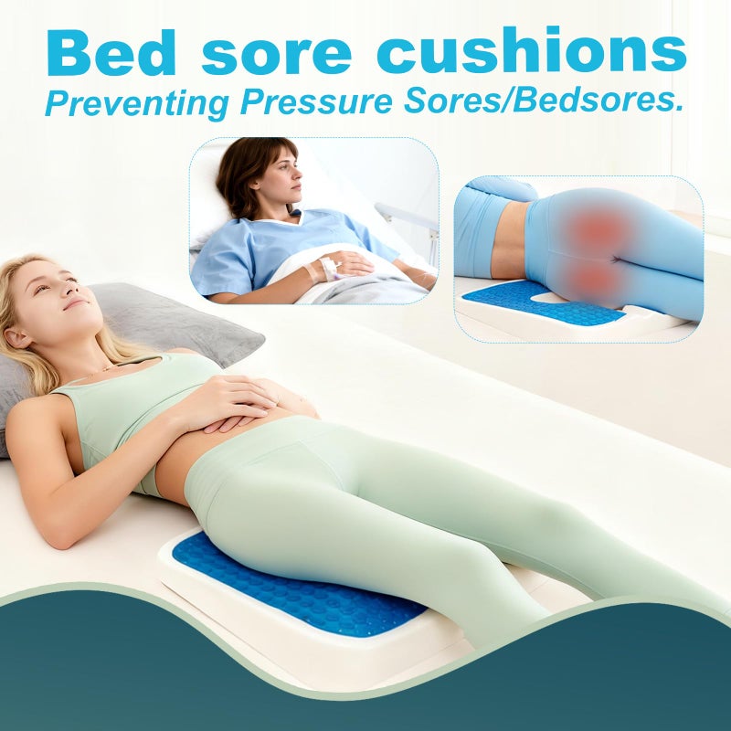 FoKon Gel Wheelchair Seat Cushion,Bed Sore Cushions for Butt,hemorrhoid Pillow,Sciatica,Coccyx,Pressure Sore&Ulcer Pain Relief Butt Pillow for Office Chair(Thickened&Support-Enhanced Set Black) - Image 4