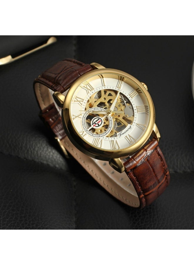 فورسينينج ساعة ميكانيكية رجالية ثلاثية الأبعاد بهيكل شفاف مجوف - Image 5