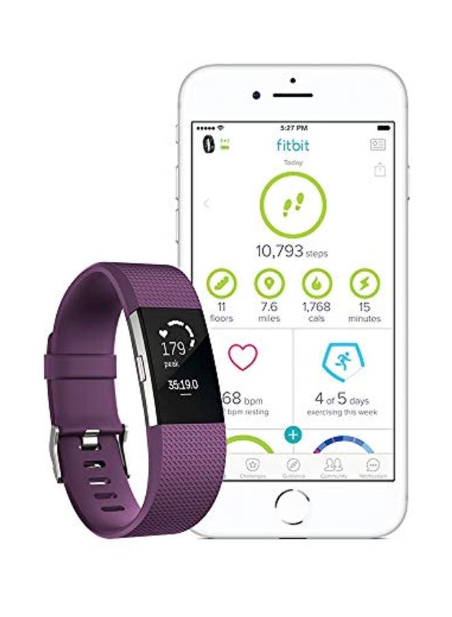 Fitbit Charge 2 PurePulse Heart Rate Fitness Tracker Plum - Image 4