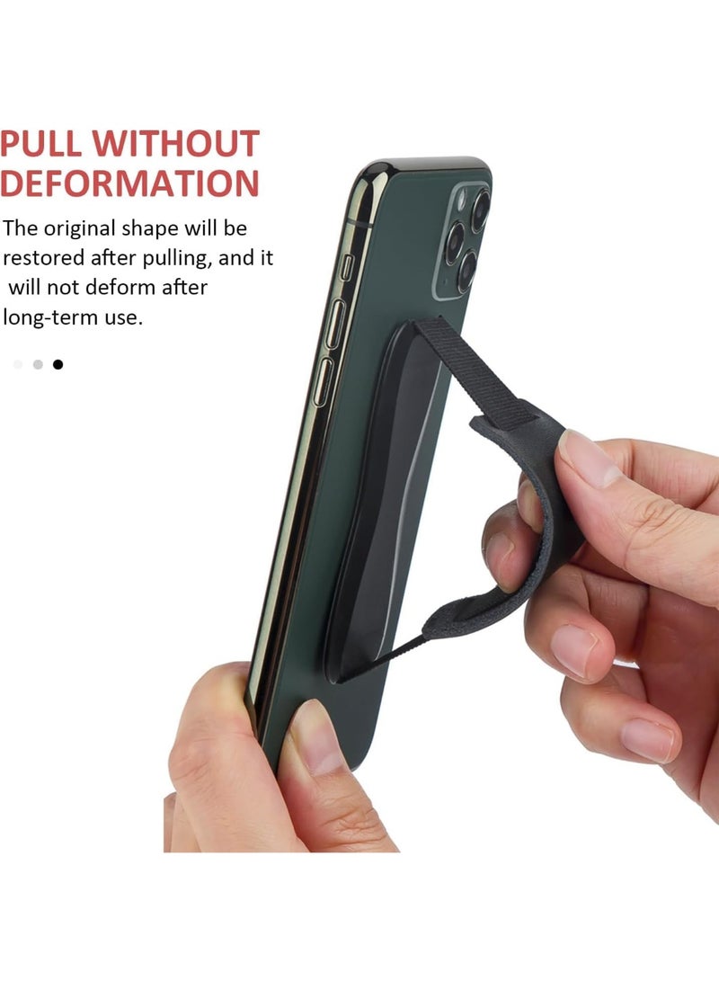 fantasize 4 Pcs Finger Strap Phone Holder, Leather Ultra Thin Anti-Slip Universal Cell Phone Grips Band Holder, for Back Smartphone Holder (Black) - Image 4