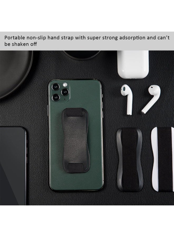 fantasize 4 Pcs Finger Strap Phone Holder, Leather Ultra Thin Anti-Slip Universal Cell Phone Grips Band Holder, for Back Smartphone Holder (Black) - Image 2