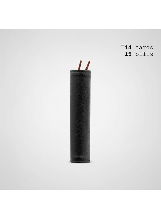 The Frenchie Co. Speed Wallet | Ultra Slim Front Pocket Wallet for Men & Women | RFID Blocking Quick-Access Card Holder with Pull Tab | Full-Grain Italian Leather Minimalist Design | Holds up to 14 Cards & Cash (Black-Tan) - Image 3