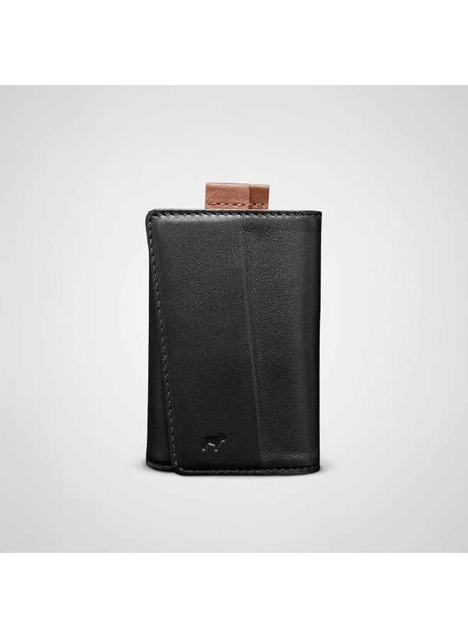 The Frenchie Co. Speed Wallet | Ultra Slim Front Pocket Wallet for Men & Women | RFID Blocking Quick-Access Card Holder with Pull Tab | Full-Grain Italian Leather Minimalist Design | Holds up to 14 Cards & Cash (Black-Tan) - Image 2