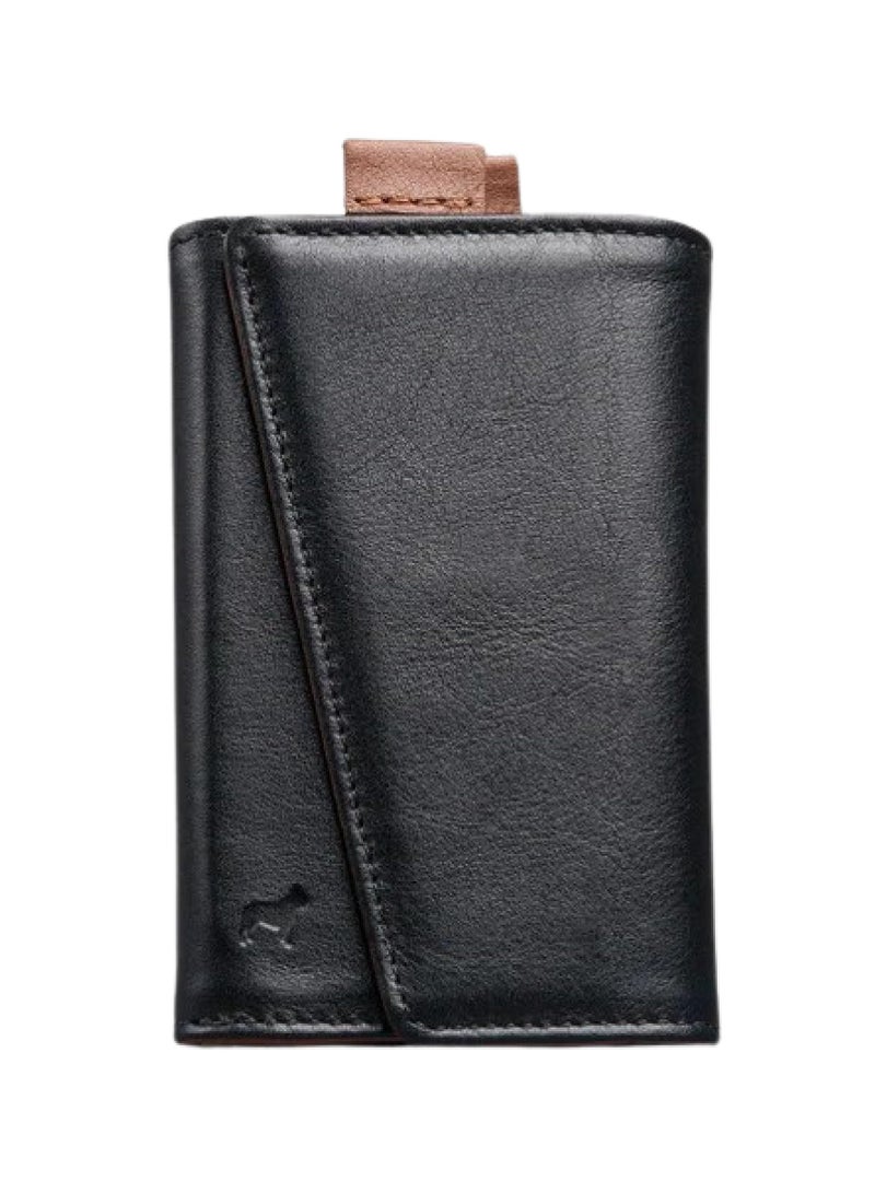 The Frenchie Co. Speed Wallet | Ultra Slim Front Pocket Wallet for Men & Women | RFID Blocking Quick-Access Card Holder with Pull Tab | Full-Grain Italian Leather Minimalist Design | Holds up to 14 Cards & Cash (Black-Tan) - Image 1