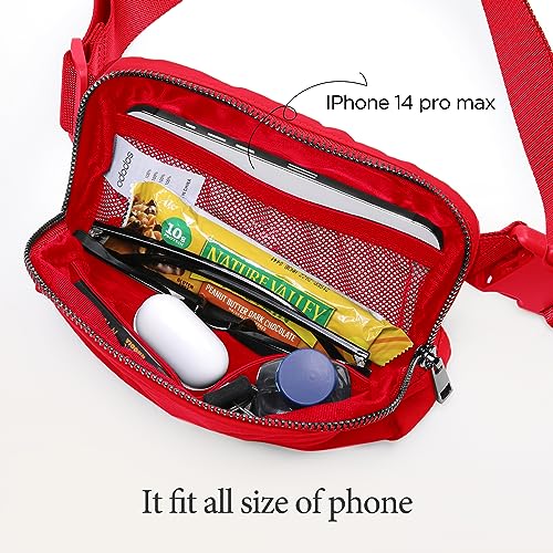 ODODOS Unisex Mini Belt Bag with Adjustable Strap Small Fanny Pack for Workout Running Traveling Hiking, Red - Image 4