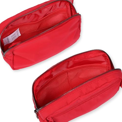 ODODOS Unisex Mini Belt Bag with Adjustable Strap Small Fanny Pack for Workout Running Traveling Hiking, Red - Image 3