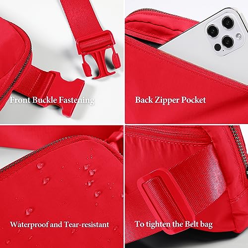 ODODOS Unisex Mini Belt Bag with Adjustable Strap Small Fanny Pack for Workout Running Traveling Hiking, Red - Image 5