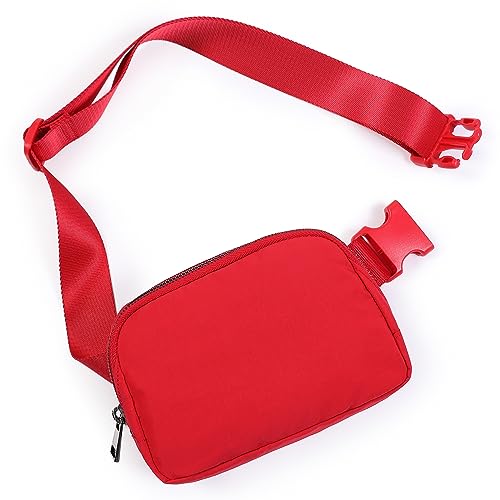 ODODOS Unisex Mini Belt Bag with Adjustable Strap Small Fanny Pack for Workout Running Traveling Hiking, Red - Image 1