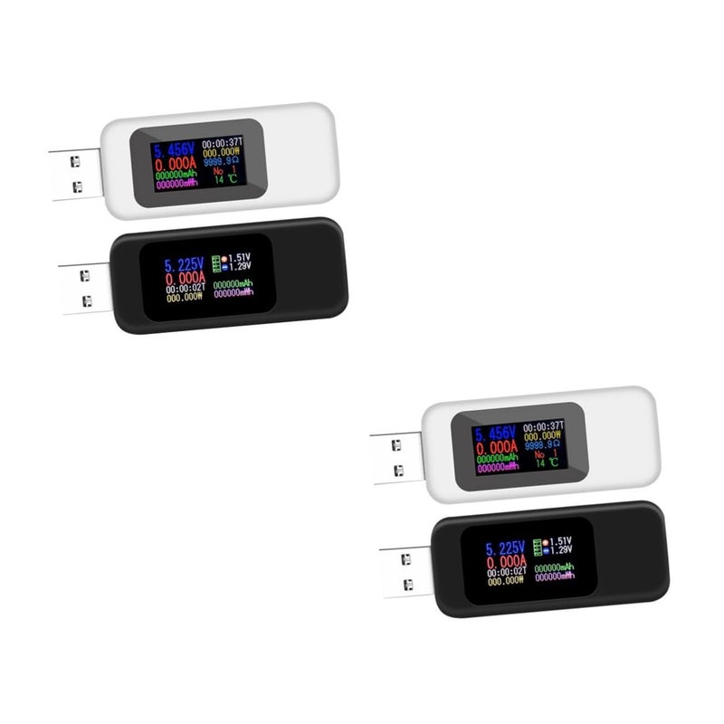 2 Pack USB Voltmeter Ammeter Tester Black White Accurate Voltage Current Measurement - Image 1