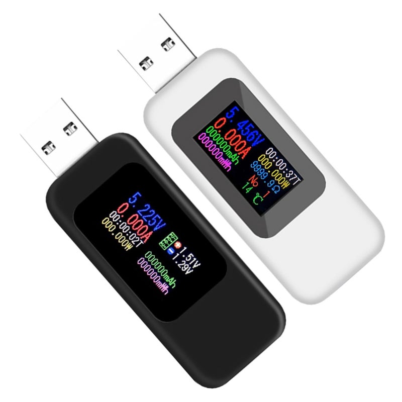 2 Pack USB Voltmeter Ammeter Tester Black White Accurate Voltage Current Measurement - Image 5