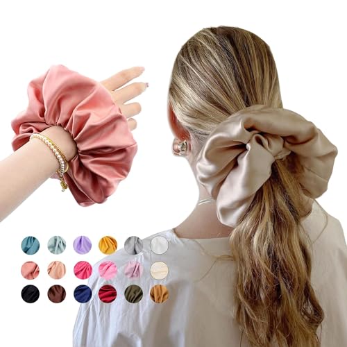Chloven 18 Colors XXXL-Large Jumbo Scrunchies Oversized Hair Scrunchies Satin Elastics Scrunchy Bobbles Hair Ties Accessories Oversize Scrunchies for Girls Women - Image 1