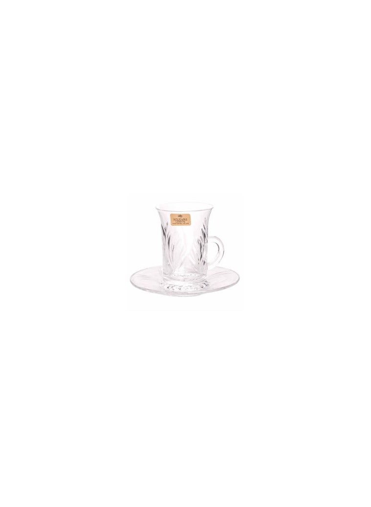 Alsaif home Crystal Tea Cups and Saucers Set 6 Pieces - Saif Home