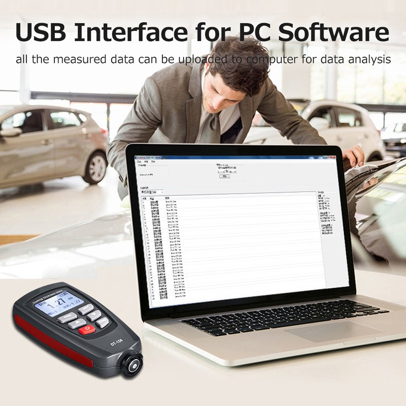 جهاز قياس سمك الطلاء CEM DT-156 LCD لقياس سمك الطلاء Fe/NFe مقياس سمك الطلاء لعمق الطلاء في السيارات 0~1800μm مع مواد المعايرة وحقيبة حمل للسيارات - Image 5