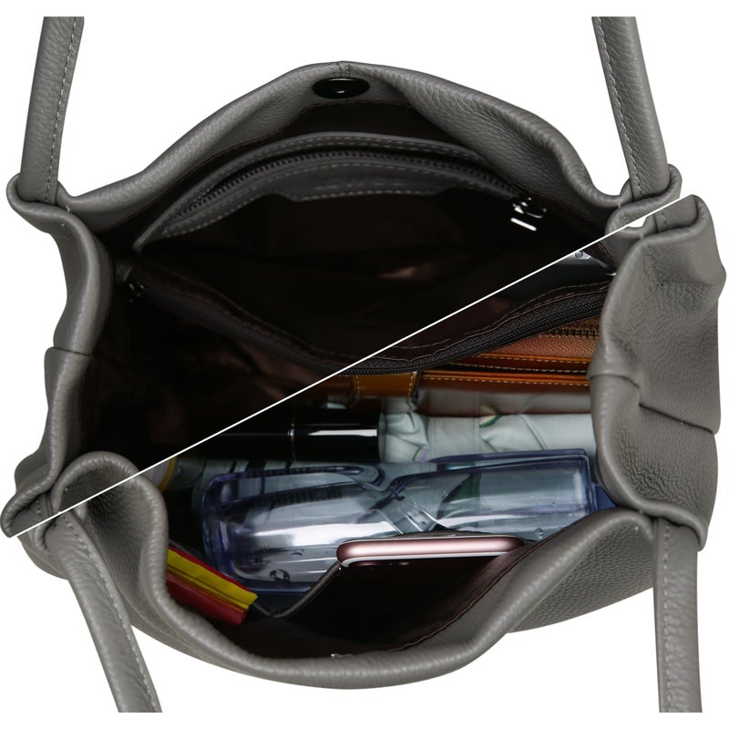 Iswee حقائب إيسوي النسائية حقيبة دلو حقائب توت جلد ساتشيل حقيبة هوبو حقائب كتف نسائية عصرية (رمادي-ليتشي)  - Image 5