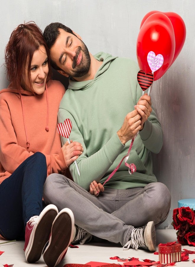 Menkxi 24 Pcs Valentine's Day Decorative Picks Double Sided Wooden Heart Picks with Word Romantic Decor Wood Heart Sticks for Valentines Home Vase Filler Wedding Decorations(Classic) - Image 5