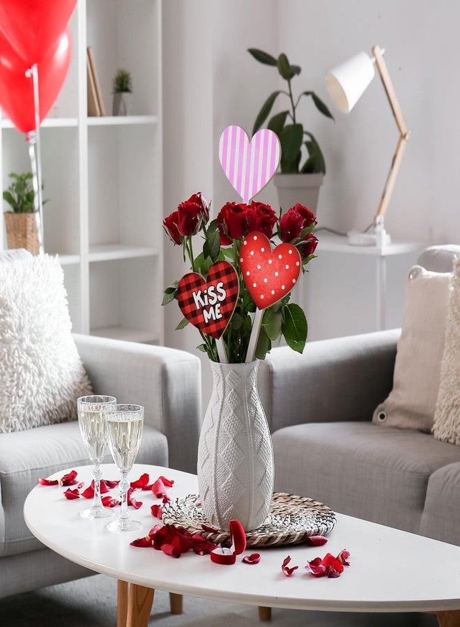 Menkxi 24 Pcs Valentine's Day Decorative Picks Double Sided Wooden Heart Picks with Word Romantic Decor Wood Heart Sticks for Valentines Home Vase Filler Wedding Decorations(Classic) - Image 4