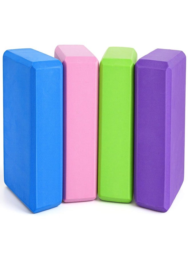 JOUTYFOR 4 Pack Yoga Blocks, High Density Yoga Brick Foam Blocks for Pilates Workout, Improve Strength and Aid Balance and Flexibility, Soft Non Slip Surface for Pilates and Meditation (Multicolor) - Image 1